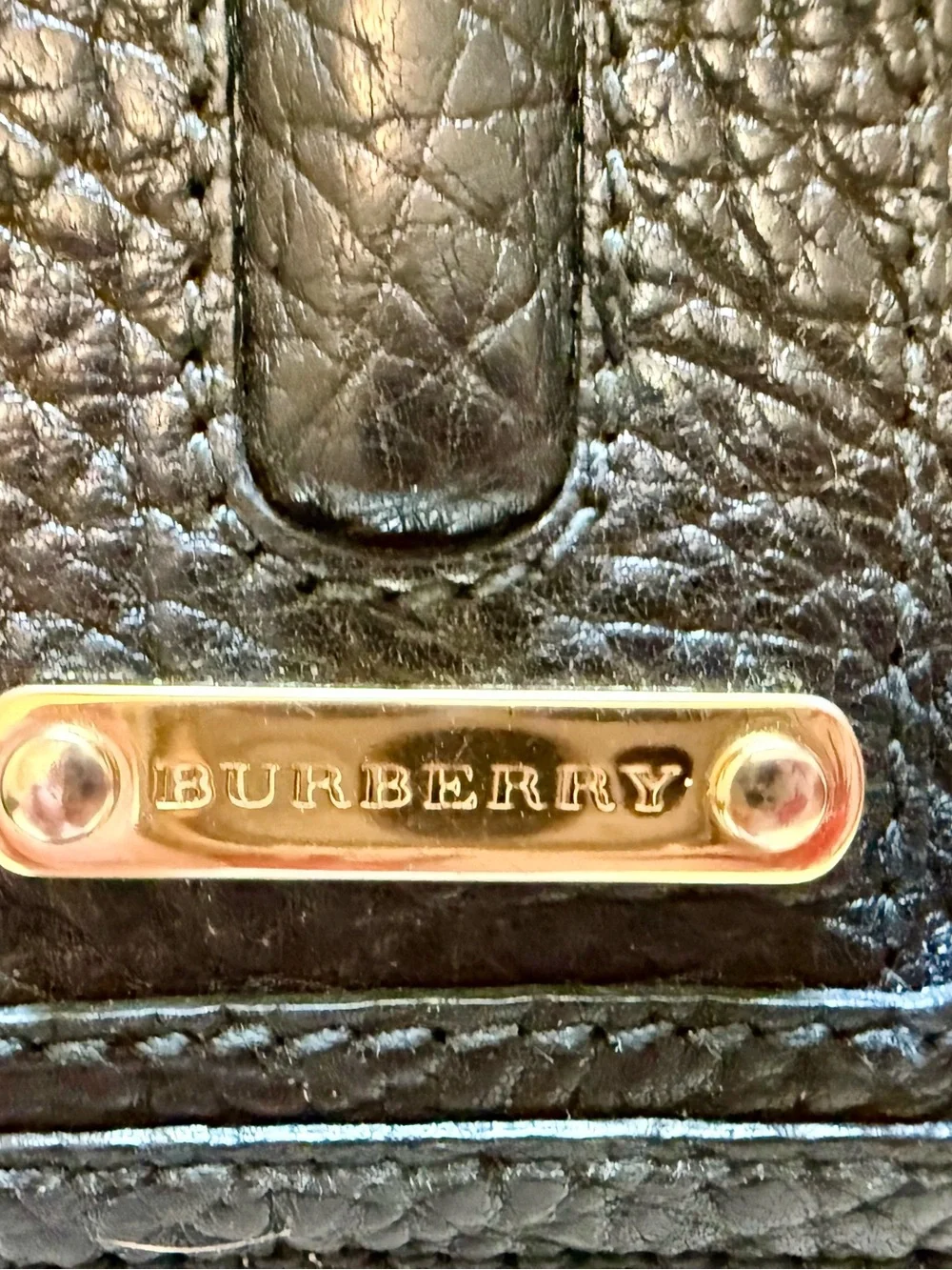 Burberry Black Pebbled Leather Long Wallet